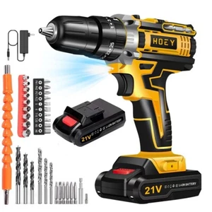 Taladro atornillador eléctrico Hoey 21V mandril sin llave destornillador inalámbrico amarillo - Imagen 1 de 11