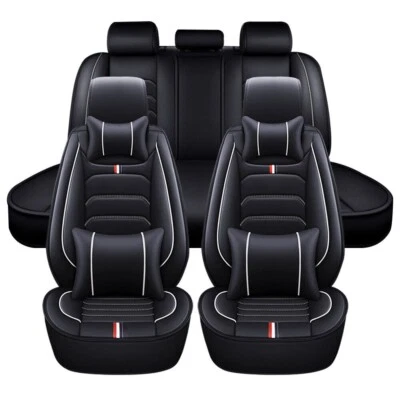 Car Seat Cover for Mercedes-Benz CLK CLS ML Class Full Set Leather Black white - Image 1 of 4