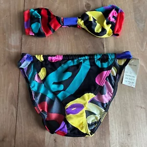 Vintage 80/90s Abstract Strapless Bikini Set Top & Bottom Different Sizing XS/S - Picture 1 of 8