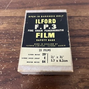 ILFORD FP3 Vintage Film Box Only 1960 3.75” X 2.5” - Picture 1 of 5