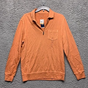 Club Room Mens S Small Orange Raw Sienna Pocket Quarter Zip Long Sleeve Sweater - Picture 1 of 7