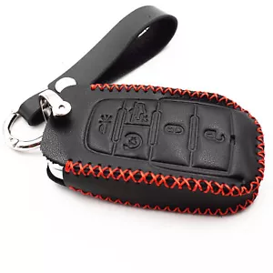 5 Buttons Black Leather For Ram 1500 2019 2020 2021 2022 2023 2024 Key Fob Cover - Picture 1 of 6