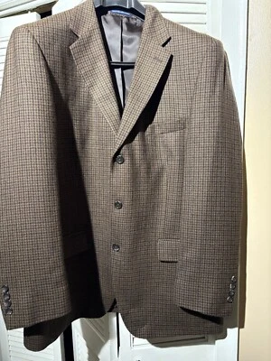 Stafford Essentials Mens Suit Jacket Brown With Pattern Size 42R 100% Lambswool - Изображение 1 из 4
