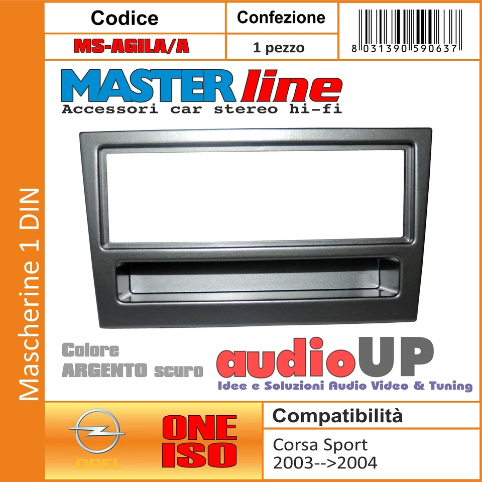 MASCHERINA AUTORADIO 1 DIN OPEL AGILA DAL 2000 AL 2004 - COLORE ARGENTO SCURO - Immagine 1 di 1