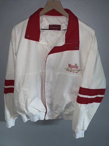 Vtg. 90's Winston Racing Team Jacket Nascar Mens Size L USA Zip Swingster Cover