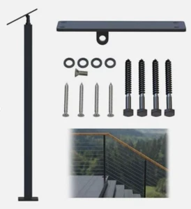 Slim Cable Railing Post 36"x1.57"x1.57" Middle/End Post 30-40° w/ Adjustable Top - Picture 1 of 6
