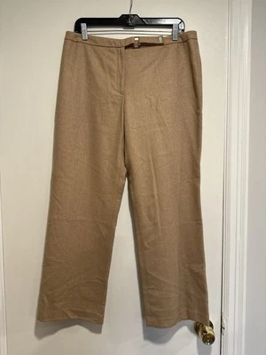 J. Crew Tan Wool Blend 12P Lined Straight Leg Faux Belt Dress Pant. - Image 1 of 4