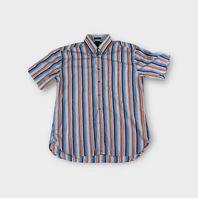 Tommy Hilfiger Blue Short Sleeve 80's 2 Ply Fabric Shirt Mens Large - Image 1 of 4