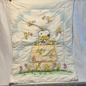 Vintage Baby Blanket with Snoopy & Woodstock - Dundee Brand - Picture 1 of 4