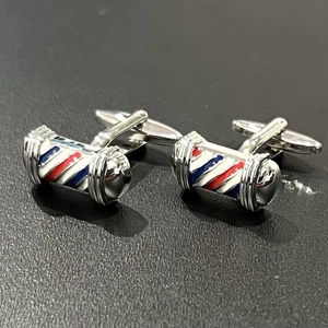 Fancy Barbershop Symbol Cufflinks Men Birthday Father’s Day Gift With Box - Picture 1 of 6