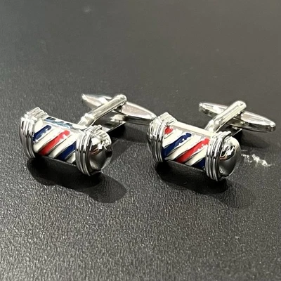 Fancy Barbershop Symbol Cufflinks Men Birthday Father’s Day Gift With Box - Image 1 of 4