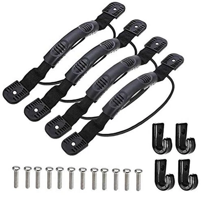 WILLWIN 4Pcs Kayaks Canoe Side Mount Handles Replacement Kit with Bungee Cord Paddle ...