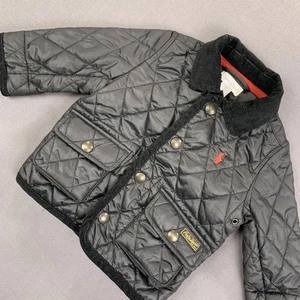 Ralph Lauren Jacket Baby 6M Black Quilted Corduroy Collar Snap Pockets Pony Logo - Picture 1 of 18