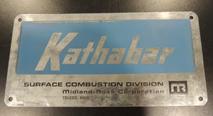 Kathabar Surface Combustion Division Vintage Metal Sign Plate Midland Ross Ohio - Picture 1 of 3