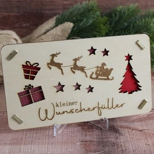 ♥ Geldgeschenk Weihnachten | Weihnachtskarten aus Holz | kleiner Wunscherfüller - Bild 1 von 4