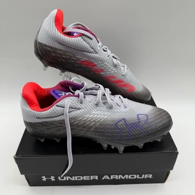 Under Armour UA W Blur Smoke MC Womens Football Cleats Size 7 Gray Red - Image 1 of 4