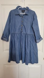 Lila Girls Denim Chambray Dress with Long Sleeves - Picture 1 of 3