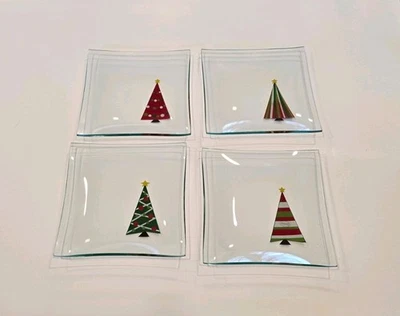 The Pampered Chef Holiday Appetizer Plates (Set 4) 2808 6"×6" Christmas Tree NEW - Image 1 of 4