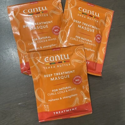 Lote de 3 Mascarillas Tratamiento Profundo Cantu Manteca de Karité para Cabello Natural 1.75oz Foto 1 de 3