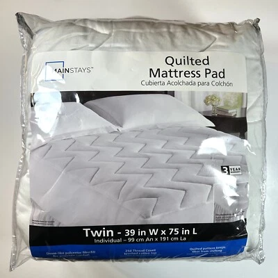 Mainstays Quilted Mattress Pad - Twin 39" x 75" - Fits Mattresses Up To 17” Deep - Image 1 of 4