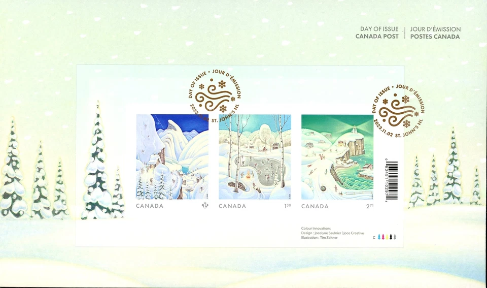 Sello de Canadá #3403-FDC - Escenas navideñas de invierno (2023) $4,93 oficial primer día... Foto 1 de 1