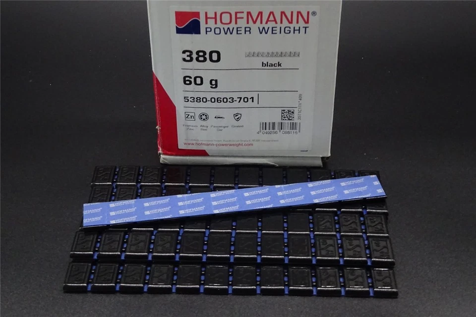 10x 60g Klebegewichte Hofmann Typ 380 schwarz Zink 12x5g OEM Auswuchtgewichte - Bild 1 von 1