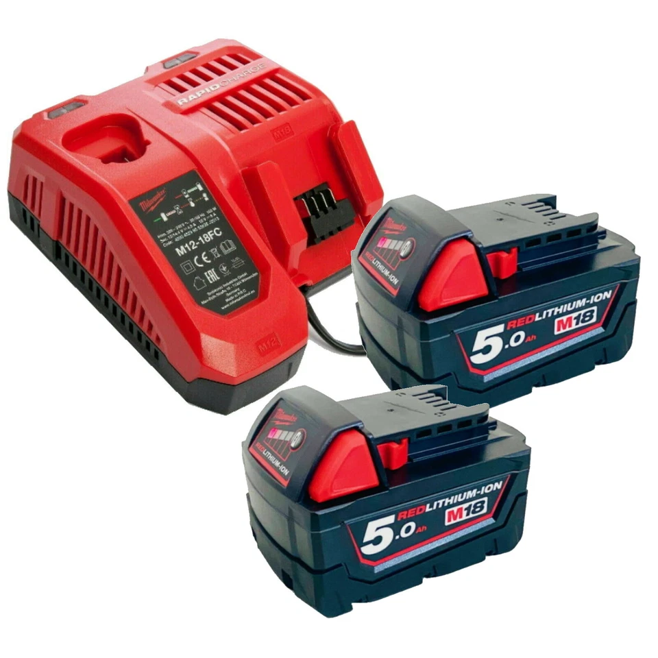 GENUINE Milwaukee 5.0Ah 18V Li-ion Battery & Rapid Fast Charger - Choose Option - image 1 of 1