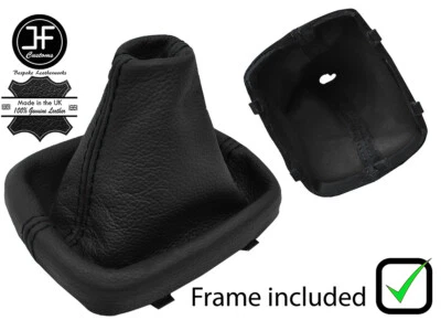 BLACK STITCH LEATHER MANUAL SHIFT BOOT+PLASTIC FRAME FITS AUDI A1 2010-2018 - Image 1 of 2