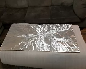 Metal Wall art abstract set of 3 silver 48" home Decor wall hanging living room - Picture 1 of 2