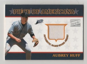 2003 Bazooka Piece of Americana Aubrey Huff Devil Rays Game Used Jersey BV$8