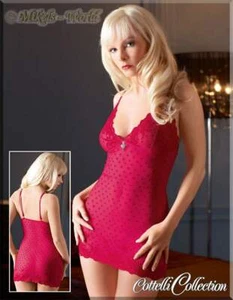 Dessous - Samt Flockprint Minikleid / Negligé rot - Bild 1 von 2