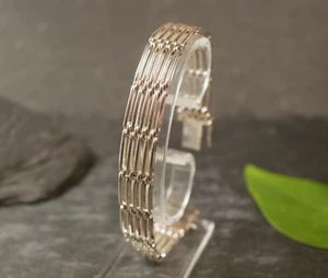 835 Silber Armband Vintage Retro Gitter Optik Stäbe Eckige Glieder Hell Luftig - Picture 1 of 12