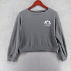 Romwe Women's Gray Cropped Thermal Long Sleeve Shirt Top Blouse Size L