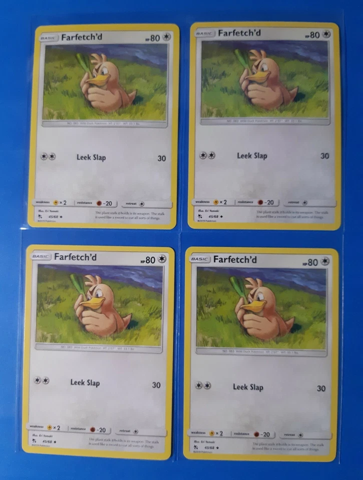 4x Farfetch'd 45/68 Pokemon card SM Hidden Fates uncommon NM - Image 1 of 1