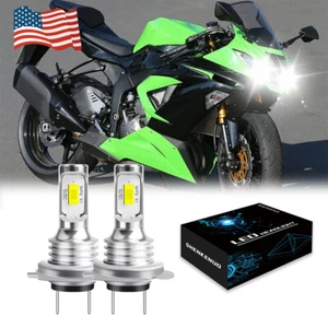 For Kawasaki ZX636 Ninja ZX-6R 2005-2006 2009-2015 ZX6R LED Headlights H7 Bulbs - Picture 1 of 14