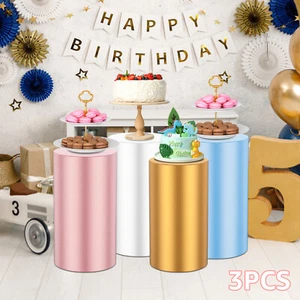 3Pcs Cylinder Pedestal Covers Cloth Cylinder Plinth Stand Cover Elastic FaAHQ - Picture 1 of 16