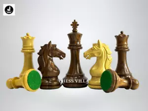 Piezas de Ajedrez Staunton Serie Cremona-4" King-Doble Peso Palo de Rosa Dorado - Imagen 1 de 8