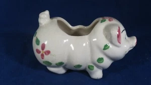 Vintage Anthropomorphic Planter Pig Hand Painted Flowers 3.75 x6.5 Cottage Core - Picture 1 of 8