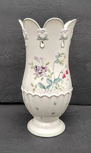 RARE Lenox Spring Bouquet Bleeding Heart Vase Scalloped Rim 9.5" Discontinued  - Picture 1 of 11