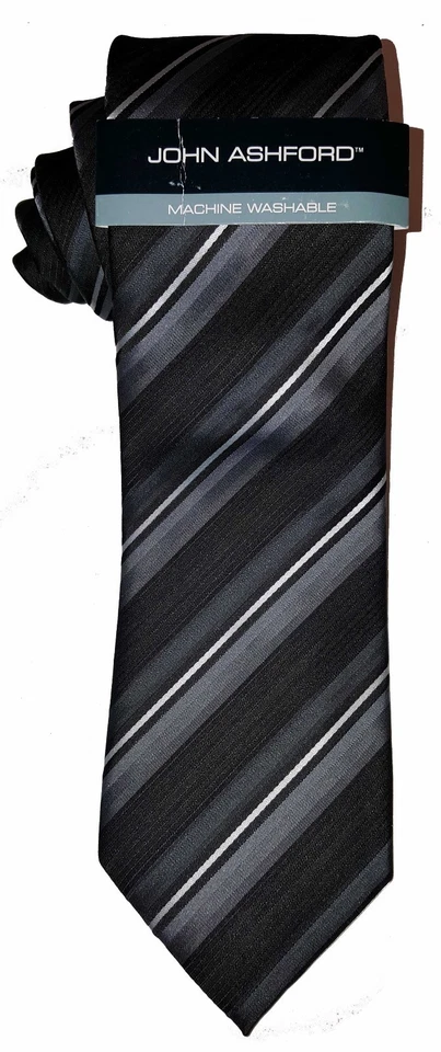 John Ashford NUEVA Corbata de Cuello Negra Ajustada a Rayas para Hombre $45 T1542 Foto 1 de 1
