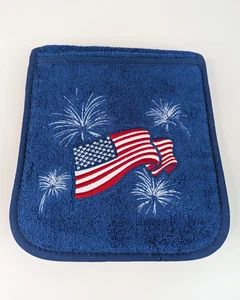 Cooking Buddy from Campanelli Over Shoulder Oven Mitt Blue Patriotic Flag NEW - Picture 1 of 6