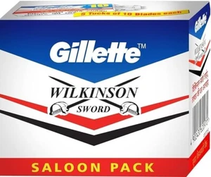 100 X Gillette Wilkinson Sword Double Edge Safety Razor Blades Saloon Pack - Picture 1 of 2