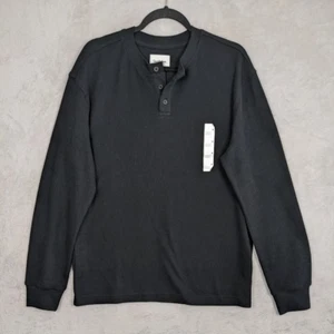 Neu mit Etikett Goodfellow & Co Henley Herrenhemd Medium schwarz gerippt Langarm Freizeit - Bild 1 von 9