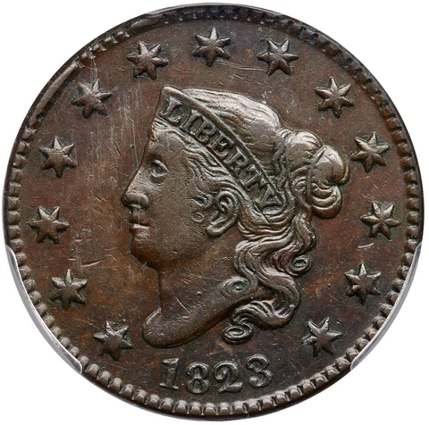 1823 N-2 R-2 PCGS XF 45 Matron or Coronet Head Large Cent Coin 1c Cover