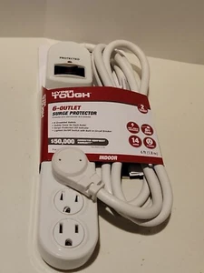 Hyper Tough 6 Outlet 6ft Surge 900-Joule Protection with Glossy White - Picture 1 of 7