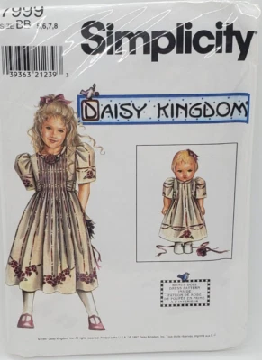 Daisy Kingdom Pleated front dress & doll dress Simplicity #7999 Sz: 5-8 Bordered - Image 1 of 4