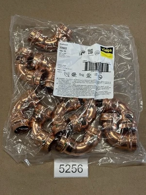 Viega 77022 ProPress 3/4 英寸 x 3/4 英寸 90° 铜肘(10 件装) — 第 1/2 张图片
