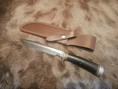 Cuchillo Randall Años 50 - Principios Años 60 Modelo 5-6 Mango Cuero Latón. Funda de cuero Foto 1 de 4