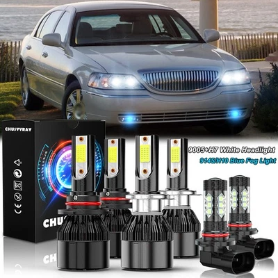 Para Lincoln Town Car 2003-2011 6x Faro LED Blanco + Kit de Bombillas Antiniebla Azul Foto 1 de 4