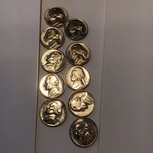 1966 Jefferson Nickels  Lot Special Mint Set Coins 5 Cents SMS lot of 10   - Picture 1 of 8